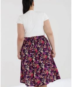 Hell Bunny Berry Crush 50's Swing Skirt Purple