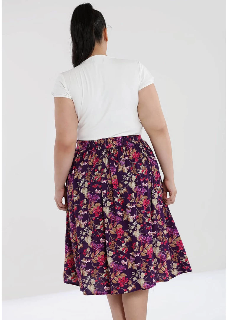 Hell Bunny Berry Crush 50's Swing Skirt Purple