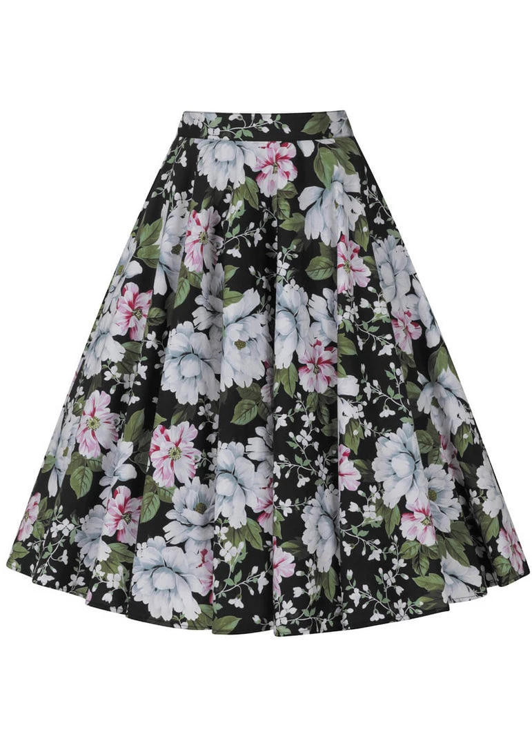 Hell Bunny Alba Swing Skirt Black New In