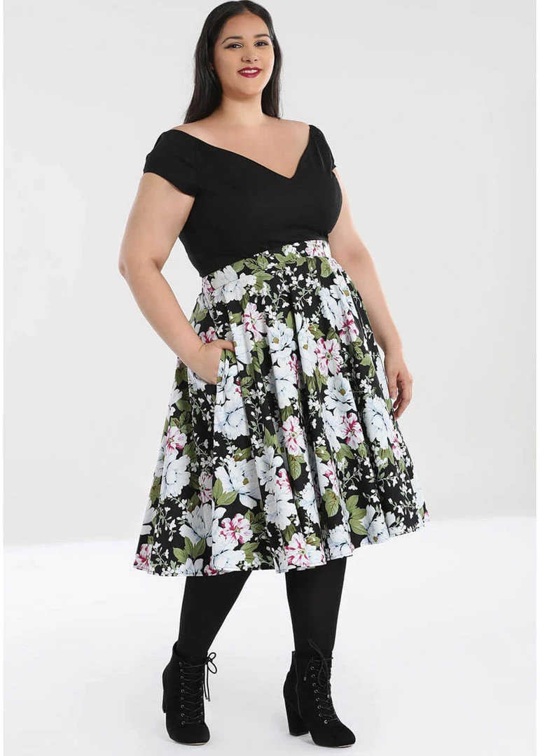 Hell Bunny Alba Swing Skirt Black New In