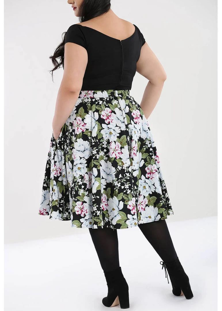 Hell Bunny Alba Swing Skirt Black New In