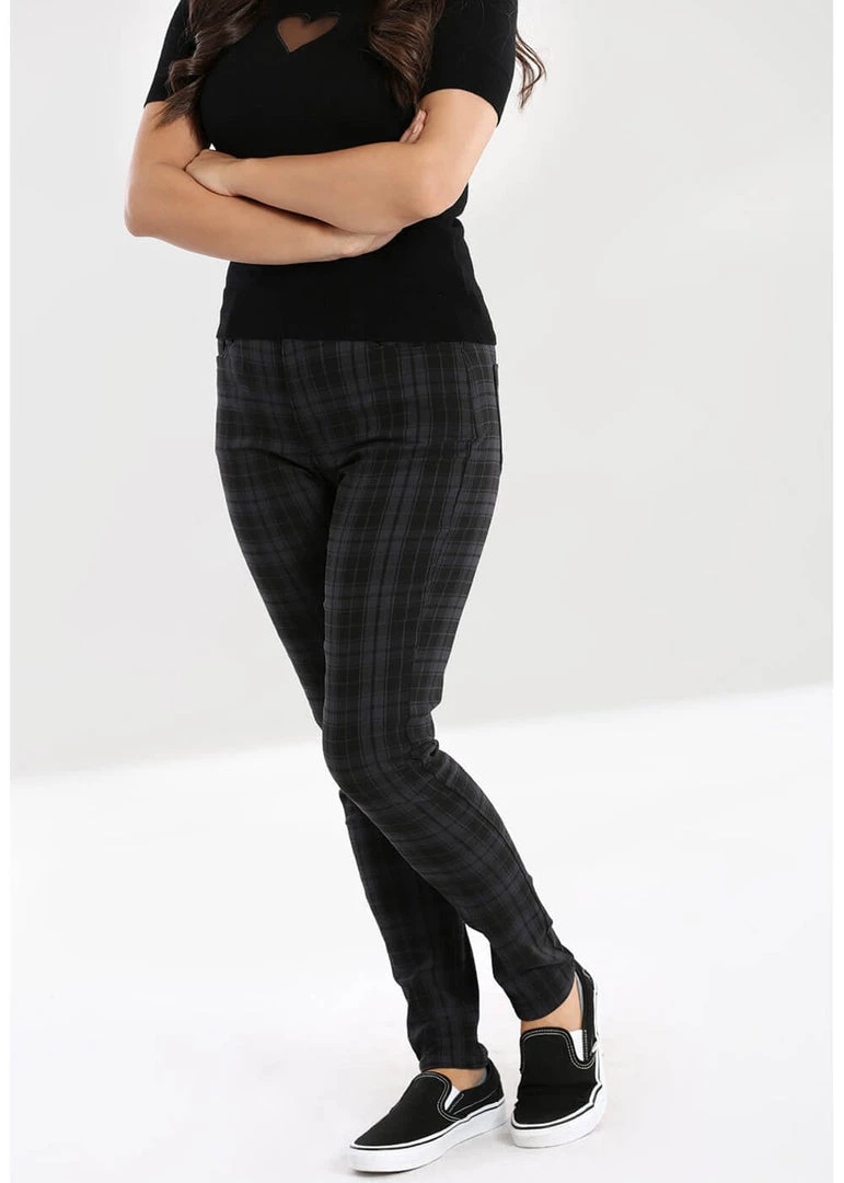 New In Hell Bunny Storm 80's Skinny Trousers Grey