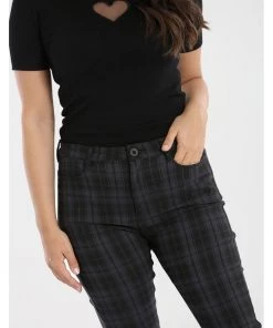 New In Hell Bunny Storm 80's Skinny Trousers Grey