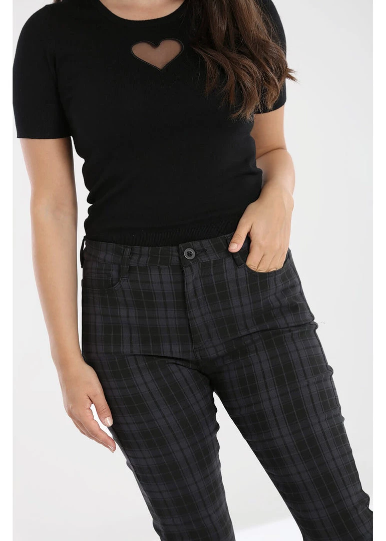 New In Hell Bunny Storm 80's Skinny Trousers Grey