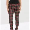 New In Hell Bunny Clash Tartan Skinny Trousers Red