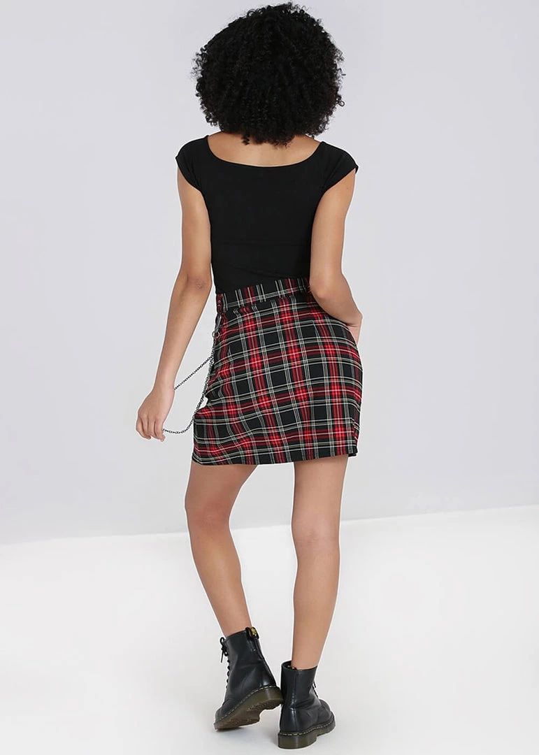 Hell Bunny Clash Tartan Short Skirt Red New In