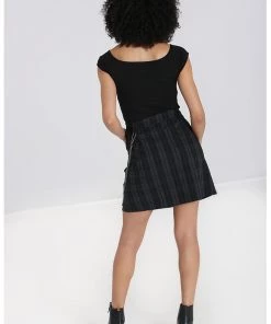 Hell Bunny Storm 80's Short Skirt Grey New In