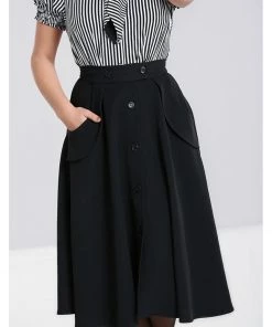 Hell Bunny Carlie 50's Swing Skirt Black New In