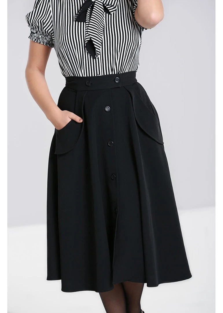 Hell Bunny Carlie 50's Swing Skirt Black New In