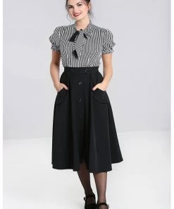 Hell Bunny Carlie 50's Swing Skirt Black New In
