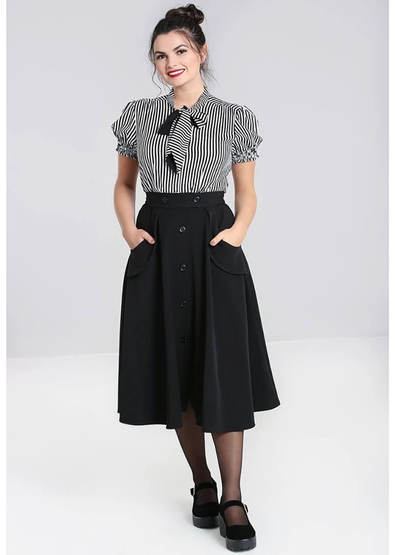 Hell Bunny Carlie 50's Swing Skirt Black New In