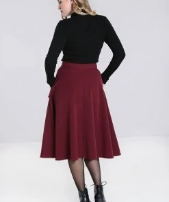 Hell Bunny Carlie 50's Swing Skirt Burgundy