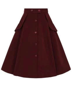 Hell Bunny Carlie 50's Swing Skirt Burgundy