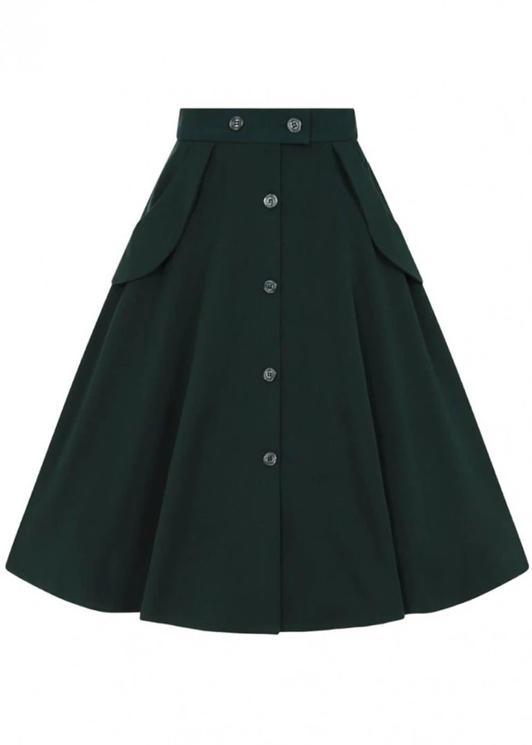 New In Hell Bunny Carlie 50's Swing Skirt Dark Green
