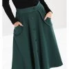 New In Hell Bunny Carlie 50's Swing Skirt Dark Green