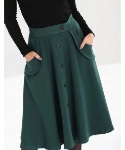 New In Hell Bunny Carlie 50's Swing Skirt Dark Green