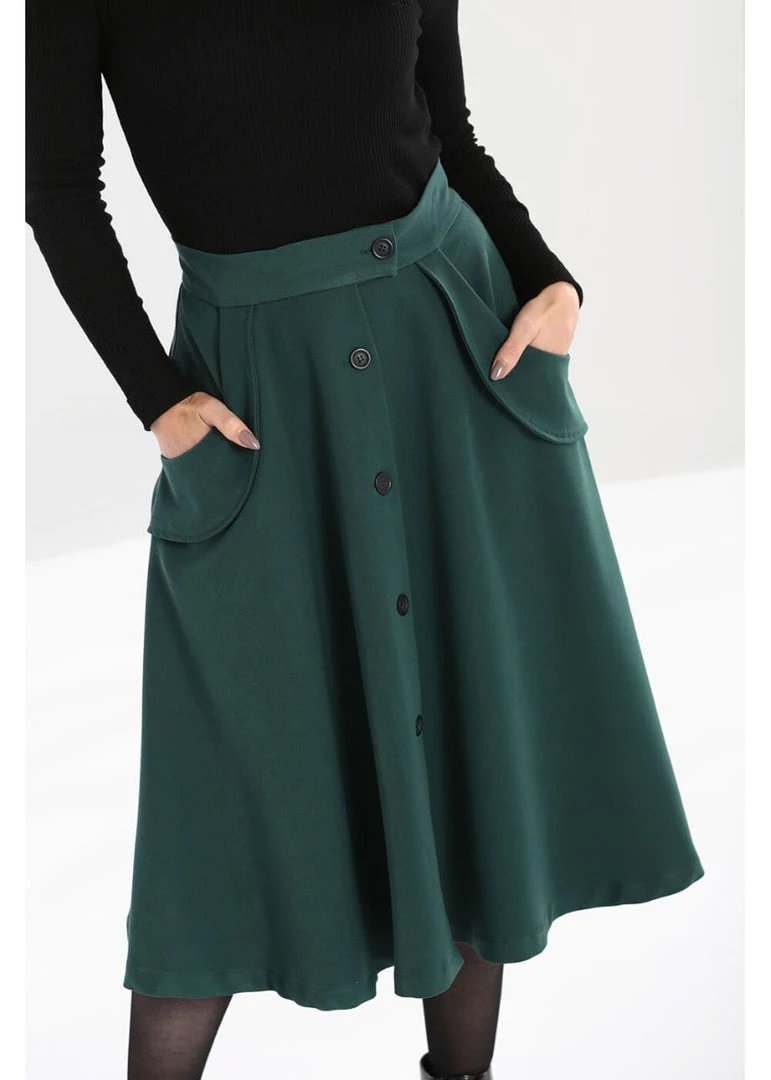 New In Hell Bunny Carlie 50's Swing Skirt Dark Green