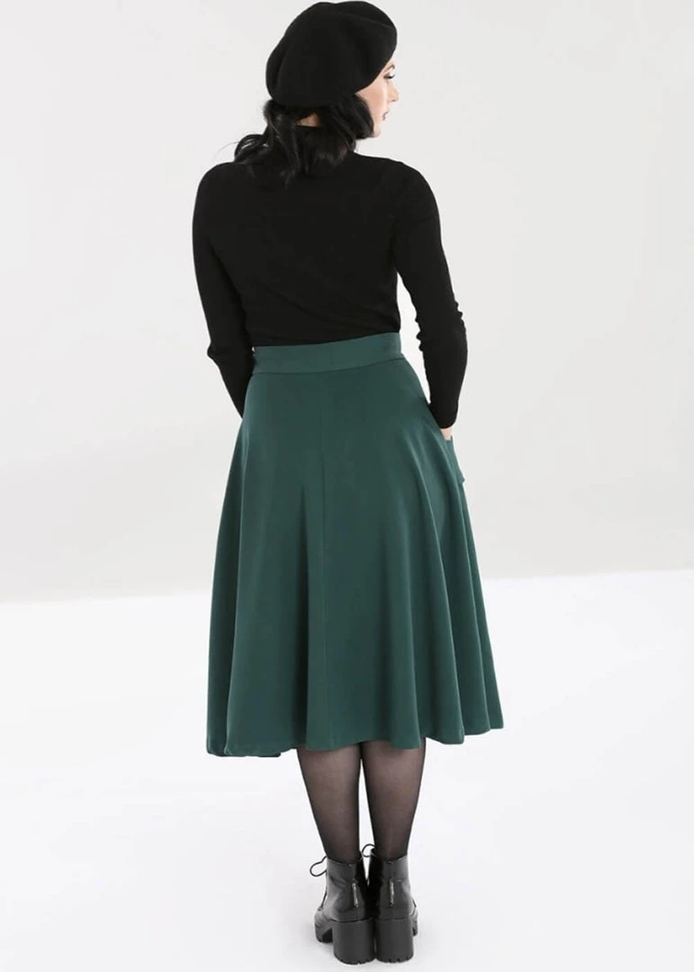 New In Hell Bunny Carlie 50's Swing Skirt Dark Green