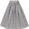 Hell Bunny Hopper Gingham 50's Swing Skirt Grey New In