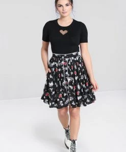 Hell Bunny Star Catcher Unicorn 60's Mini Skirt Black