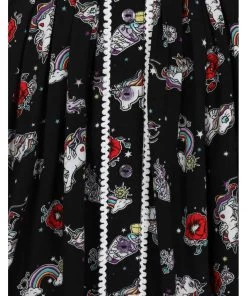 Hell Bunny Star Catcher Unicorn 60's Mini Skirt Black