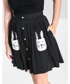 Hell Bunny Miffy Polkadot 40's Mini Skirt Black