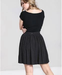 Hell Bunny Miffy Polkadot 40's Mini Skirt Black