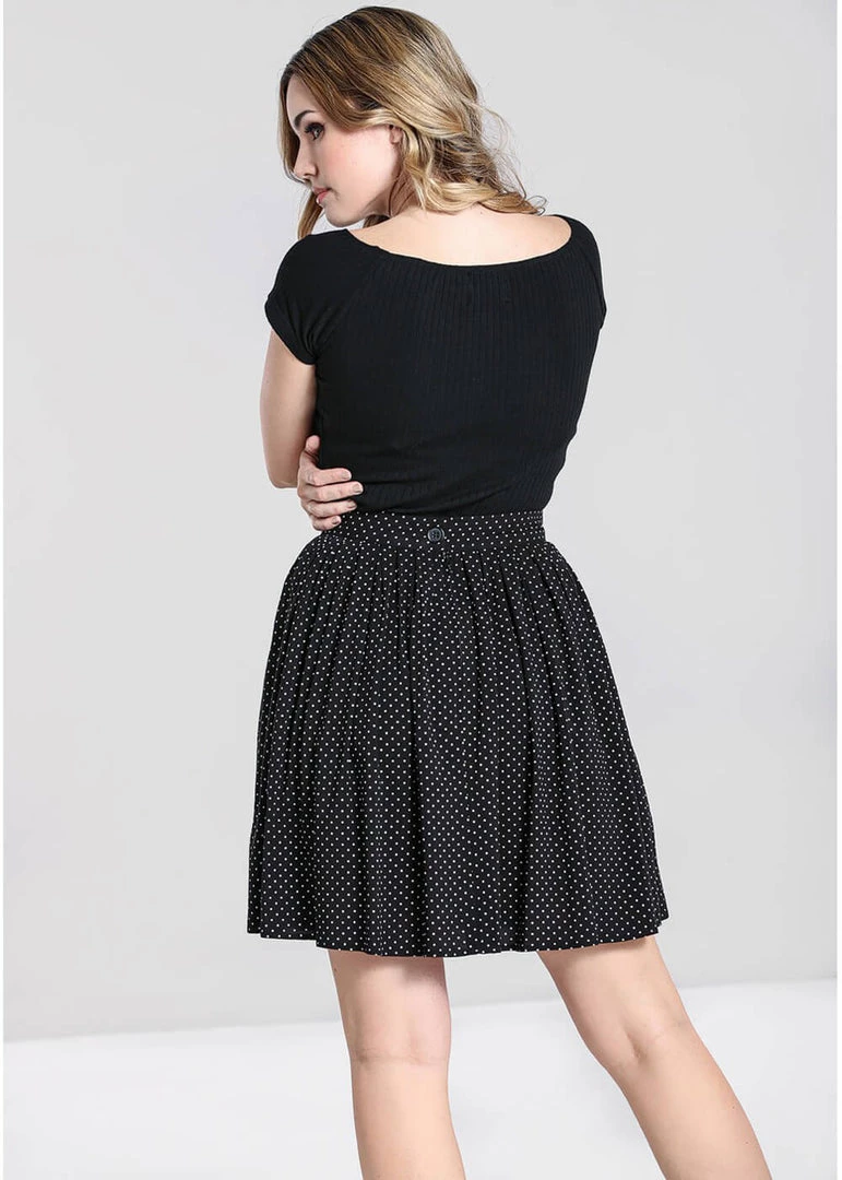 Hell Bunny Miffy Polkadot 40's Mini Skirt Black