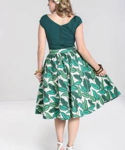 New In Hell Bunny Rainforest 50's Swing Skirt Ivory