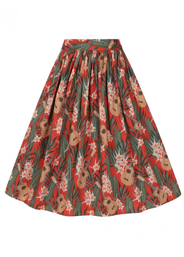 Hell Bunny Ukulele 50's Swing Skirt Orange