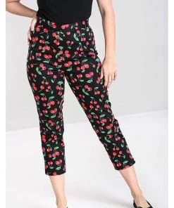 Hell Bunny Sweetie Cherry Cigarette 50's Trousers Black
