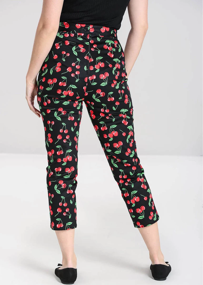 Hell Bunny Sweetie Cherry Cigarette 50's Trousers Black
