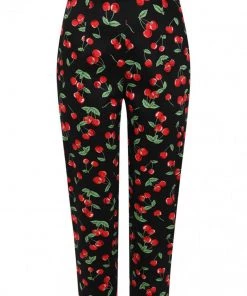 Hell Bunny Sweetie Cherry Cigarette 50's Trousers Black