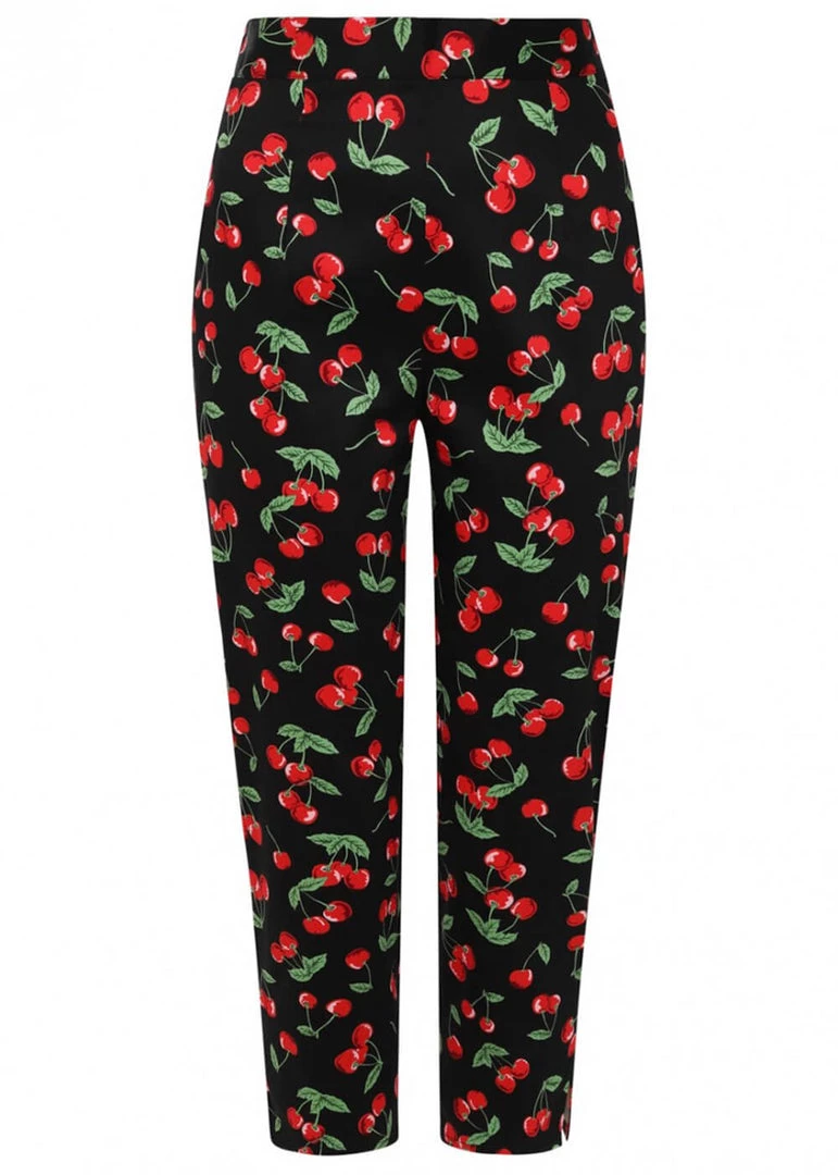 Hell Bunny Sweetie Cherry Cigarette 50's Trousers Black