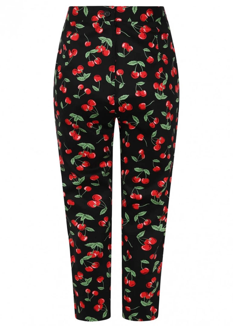 Hell Bunny Sweetie Cherry Cigarette 50's Trousers Black