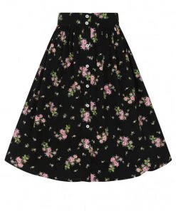 Hell Bunny Bobby Sue Rose 40's Swing Skirt Black