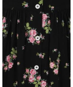 Hell Bunny Bobby Sue Rose 40's Swing Skirt Black