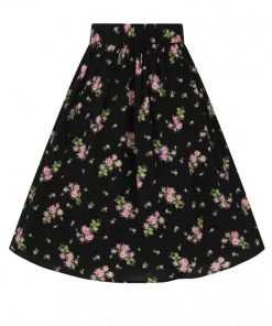 Hell Bunny Bobby Sue Rose 40's Swing Skirt Black