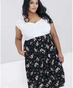 Hell Bunny Bobby Sue Rose 40's Swing Skirt Black