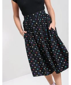 Hell Bunny True Love Hearts 50's Swing Skirt Black
