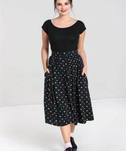 Hell Bunny True Love Hearts 50's Swing Skirt Black