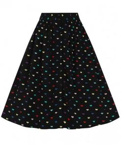 Hell Bunny True Love Hearts 50's Swing Skirt Black
