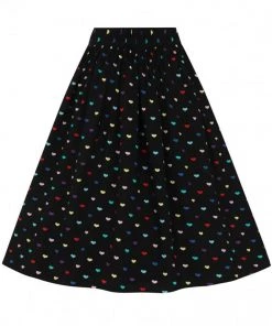 Hell Bunny True Love Hearts 50's Swing Skirt Black