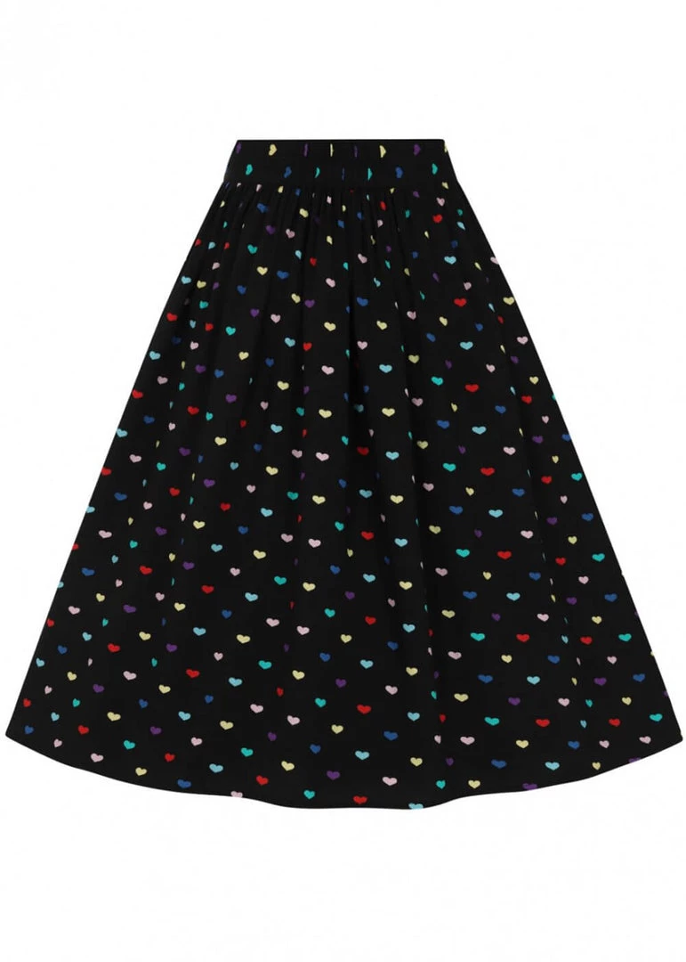 Hell Bunny True Love Hearts 50's Swing Skirt Black