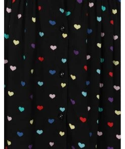 Hell Bunny True Love Hearts 50's Swing Skirt Black