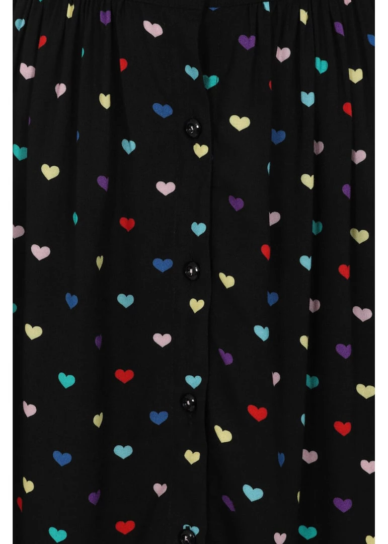 Hell Bunny True Love Hearts 50's Swing Skirt Black