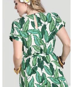 Hell Bunny Rainforest 70's Jumpsuit Ivory New In