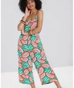 New In Hell Bunny Melonie 70's Jumpsuit Orange Colour