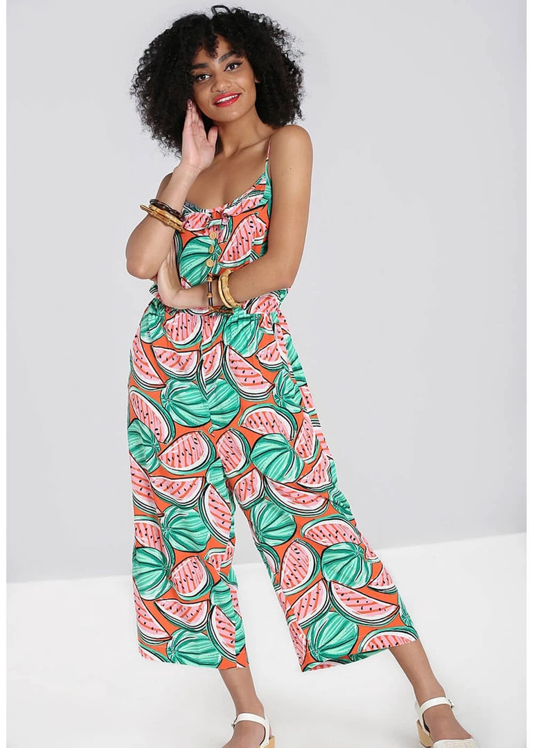 New In Hell Bunny Melonie 70's Jumpsuit Orange Colour