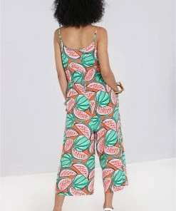 New In Hell Bunny Melonie 70's Jumpsuit Orange Colour